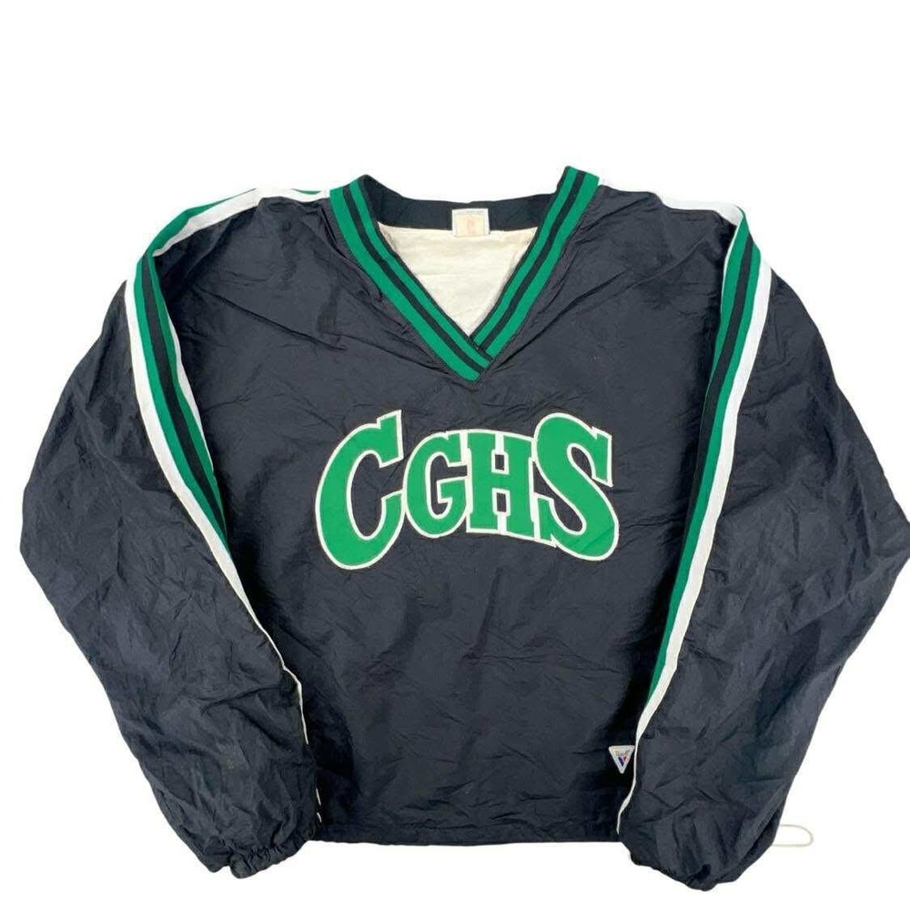 Vintage Varsity CGHS Pullover Windbreaker Jacket‎ Green White Black Medium
